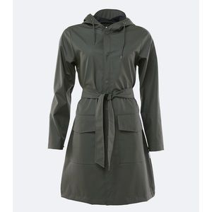 NWOT Rains Women’s Belted Jacket S/M in dark green